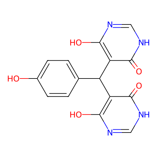 5,5'-[(4-Hydroxyphenyl)methanediyl]dipyrimidine-4,6-diol structure
