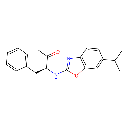 (3S)-4-phenyl-3-[(6-propan-2-yl-1,3-benzoxazol-2-yl)amino]butan-2-one structure