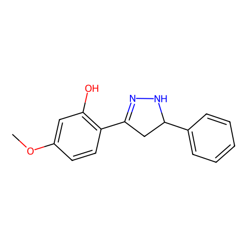 5-methoxy-2-(5-phenyl-4,5-dihydro-1H-pyrazol-3-yl)phenol structure