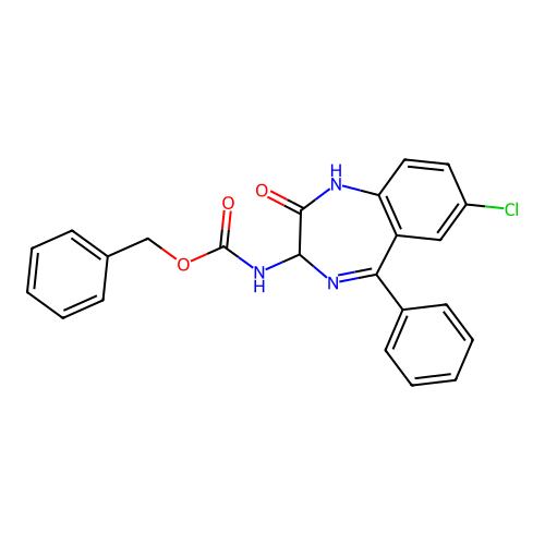 benzyl N-(7-chloro-2-oxo-5-phenyl-1,3-dihydro-1,4-benzodiazepin-3-yl)carbamate structure