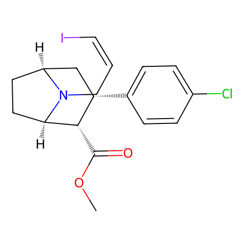N-(3-iodopropen-1-yl)-2-carbomethoxy-3-(4-chlorophenyl)tropane structure