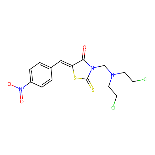 3-((bis(2-chloroethyl)amino)methyl)-5-(4-nitrobenzylidene)-2 structure