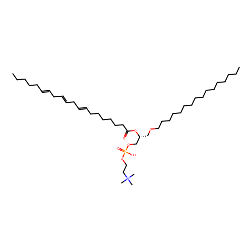(2R)-3-(hexadecyloxy)-2-[(8Z,11Z,14Z)-icosa-8,11,14-trienoyloxy]propoxy(2-(trimethylammonio)ethoxy)phosphinic acid structure