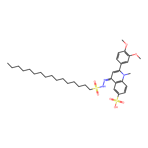 1-Hexadecanesulfonic (2(3,4-dimethoxy-PH)-1-ME-6-sulfo-4-quinolylidene)hydrazide structure