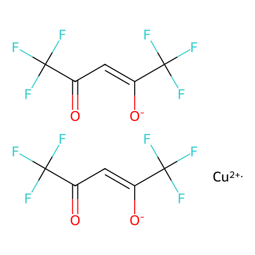 Bis(1,1,1,5,5,5-hexafluoropentane-2,4-dionato-O,O')copper structure