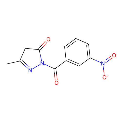 5-methyl-2-(3-nitrobenzoyl)-4H-pyrazol-3-one structure