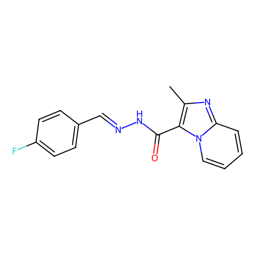 N'-(4-fluorobenzylidene)-2-methylimidazo[1,2-a]pyridine-3-carbohydrazide structure