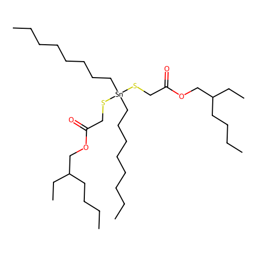 Dioctyltinbis(2-ethylhexyl mercaptoacetate) structure