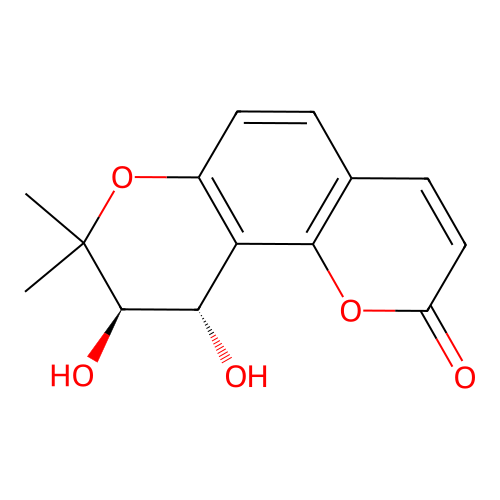 (9R,10S)-9,10-Dihydroxy-8,8-Dimethyl-9,10-Dihydropyrano(2,3-F)Chromen-2-One structure