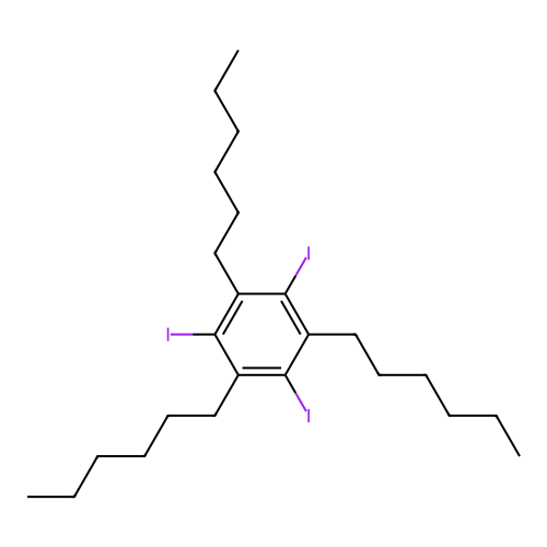 1,3,5-Trihexyl-2,4,6-triiodobenzene structure
