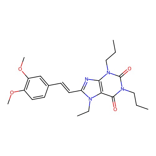 (E)-8-(3,4-Dimethoxystyryl)-7-ethyl-1,3-dipropylxanthine structure