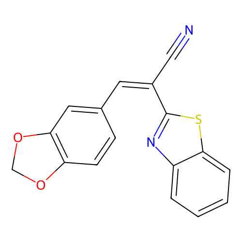 (Z)-3-(benzo[d][1,3]dioxol-5-yl)-2-(benzo[d]thiazol-2-yl)acrylonitrile structure