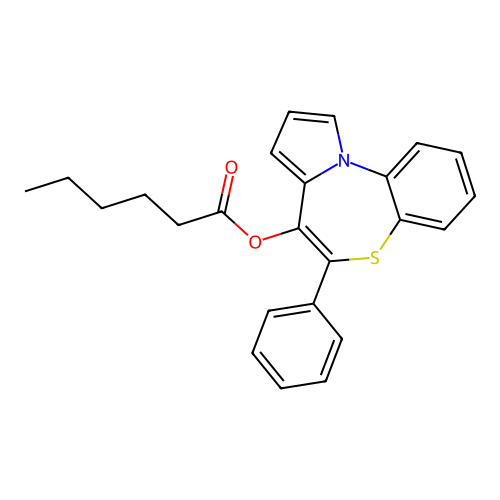 6-Phenyl-7-hexanoyloxypyrrolo[2,1-d][1,5]benzothiazepine structure