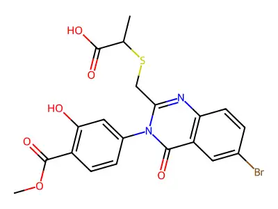 6-Bromo-2-(1-carboxyethylthiomethyl)-3-(3'-hydroxy-4'-(methoxy)phenyl)-4(3H)-quinazolinone structure