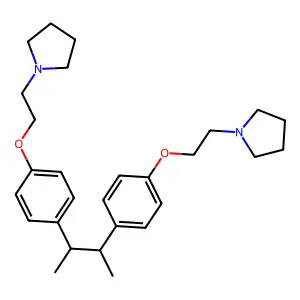 Pyrrolidine, 1,1'-((1,2-dimethylethylene)bis(p-phenyleneoxyethylene))di-, meso- structure