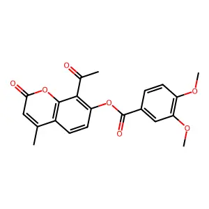 8-acetyl-4-methyl-2-oxo-2H-chromen-7-yl 3,4-dimethoxybenzoate structure