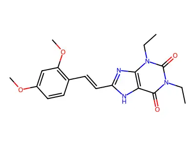 8-[2-(2,4-dimethoxyphenyl)ethenyl]-1,3-diethyl-7H-purine-2,6-dione structure