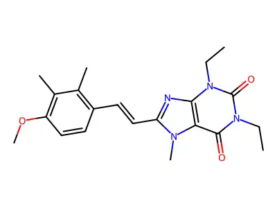 1,3-Diethyl-8-[2-(4-methoxy-2,3-dimethylphenyl)ethenyl]-7-methylpurine-2,6-dione structure