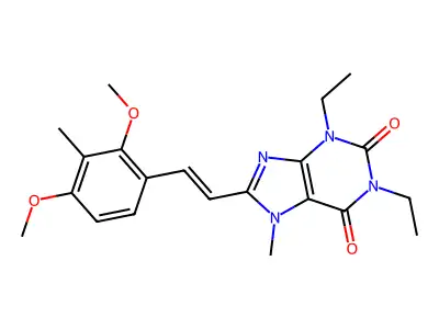 8-[2-(2,4-Dimethoxy-3-methylphenyl)ethenyl]-1,3-diethyl-7-methylpurine-2,6-dione structure