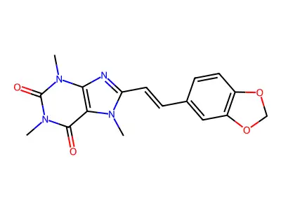 8-[2-(1,3-Benzodioxol-5-yl)ethenyl]-1,3,7-trimethylpurine-2,6-dione structure