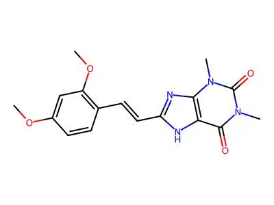 8-[2-(2,4-dimethoxyphenyl)ethenyl]-1,3-dimethyl-7H-purine-2,6-dione structure