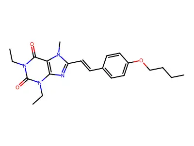 8-[2-(4-Butoxyphenyl)ethenyl]-1,3-diethyl-7-methylpurine-2,6-dione structure