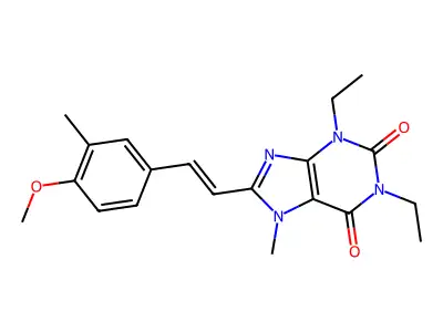 1,3-Diethyl-8-[2-(4-methoxy-3-methylphenyl)ethenyl]-7-methylpurine-2,6-dione structure