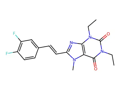 8-[2-(3,4-Difluorophenyl)ethenyl]-1,3-diethyl-7-methylpurine-2,6-dione structure