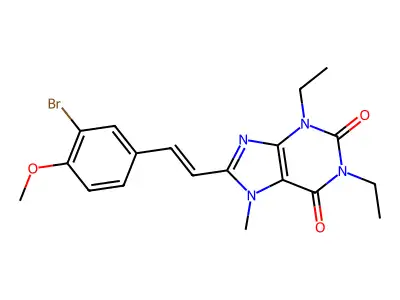 8-[2-(3-Bromo-4-methoxyphenyl)ethenyl]-1,3-diethyl-7-methylpurine-2,6-dione structure
