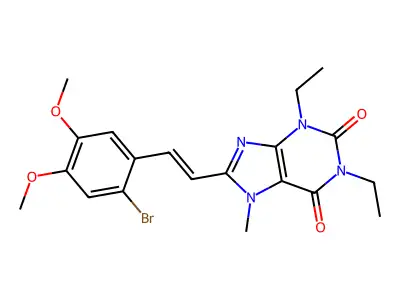 8-[2-(2-Bromo-4,5-dimethoxyphenyl)ethenyl]-1,3-diethyl-7-methylpurine-2,6-dione structure