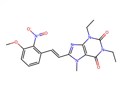 1,3-Diethyl-8-[2-(3-methoxy-2-nitrophenyl)ethenyl]-7-methylpurine-2,6-dione structure