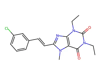 8-[2-(3-Chlorophenyl)ethenyl]-1,3-diethyl-7-methylpurine-2,6-dione structure