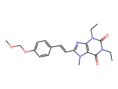 1,3-Diethyl-8-[2-[4-(methoxymethoxy)phenyl]ethenyl]-7-methylpurine-2,6-dione structure