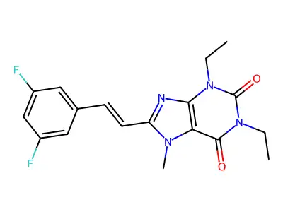 8-[2-(3,5-Difluorophenyl)ethenyl]-1,3-diethyl-7-methylpurine-2,6-dione structure