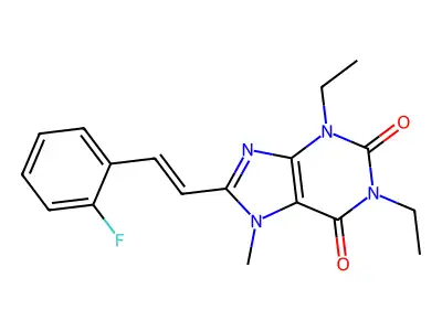 1,3-Diethyl-8-[2-(2-fluorophenyl)ethenyl]-7-methylpurine-2,6-dione structure
