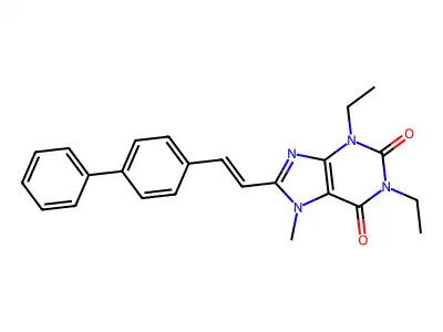 1,3-Diethyl-7-methyl-8-[2-(4-phenylphenyl)ethenyl]purine-2,6-dione structure