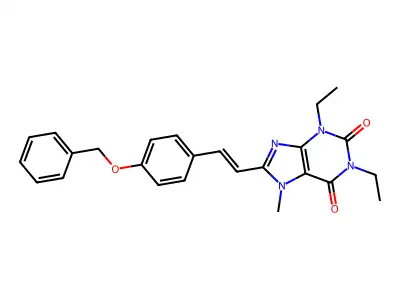 1,3-Diethyl-7-methyl-8-[2-(4-phenylmethoxyphenyl)ethenyl]purine-2,6-dione structure