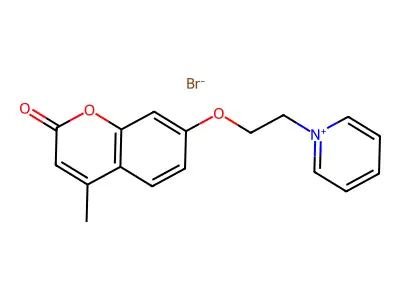 Pyridinium, 1-(2-((4-methyl-2-oxo-2H-1-benzopyran-7-yl)oxy)ethyl)-, bromide structure