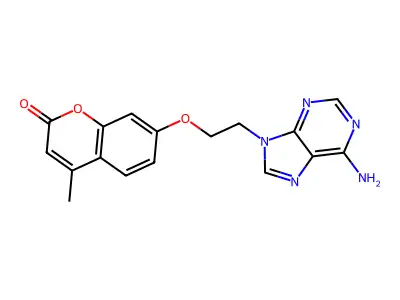 2H-1-Benzopyran-2-one, 7-(2-(6-amino-9H-purin-9-yl)ethoxy)-4-methyl- structure
