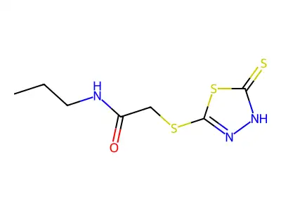N-propyl-2-[(5-sulfanyl-1,3,4-thiadiazol-2-yl)sulfanyl]acetamide structure