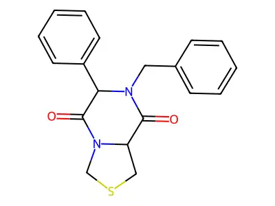 3H-Thiazolo(3,4-a)pyrazine-5,8-dione, tetrahydro-6-phenyl-7-(phenylmethyl)- structure