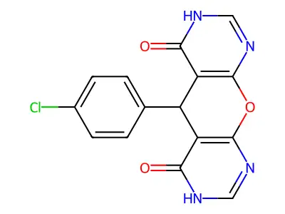 5-(4-chlorophenyl)-5H-pyrano[2,3-d:6,5-d']dipyrimidine-4,6-diol structure