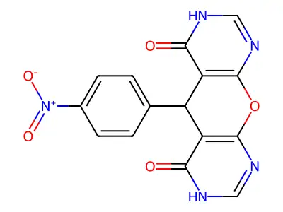 5-(4-nitrophenyl)-5H-pyrano[2,3-d:6,5-d']dipyrimidine-4,6-diol structure