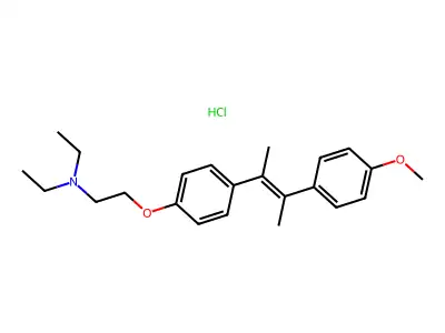 2-(p-(alpha,beta-Dimethyl-p-methoxystyryl)phenoxy)triethylamine hydrochloride structure