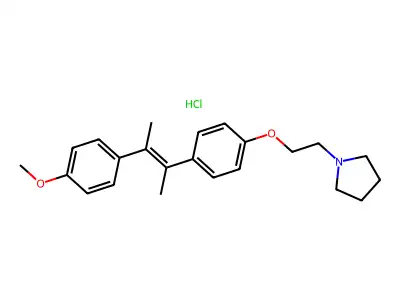 trans-1-(2-(p-(alpha,beta-Dimethyl-p-methoxystyryl)phenoxy)ethyl)pyrrolidine hydrochloride structure