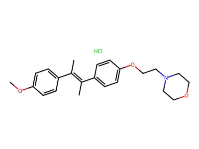 trans-4-(2-(p-(alpha,beta-Dimethyl-p-methoxystyryl)phenoxy)ethyl)morpholine hydrochloride structure