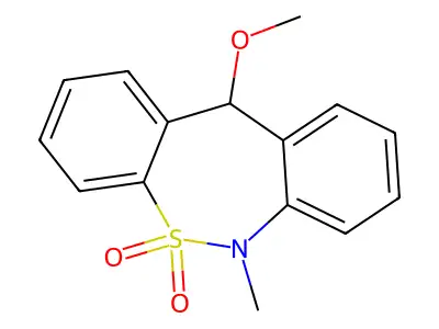 Dibenzo(c,f)(1,2)thiazepine, 6,11-dihydro-11-methoxy-6-methyl-, 5,5-dioxide structure