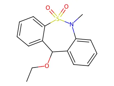 Dibenzo(c,f)(1,2)thiazepine, 6,11-dihydro-11-ethoxy-6-methyl-, 5,5-dioxide structure
