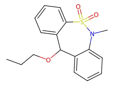 Dibenzo(c,f)(1,2)thiazepine, 6,11-dihydro-6-methyl-11-propoxy-, 5,5-dioxide structure
