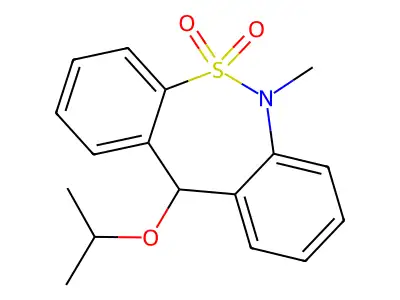 6,11-Dihydro-6-methyl-11-(1-methylethoxy)dibenzo(c,f)(1,2)thiazepine 5,5-dioxide structure